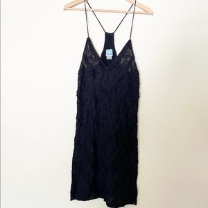 Free People Sheer Black Lace Slip Dress